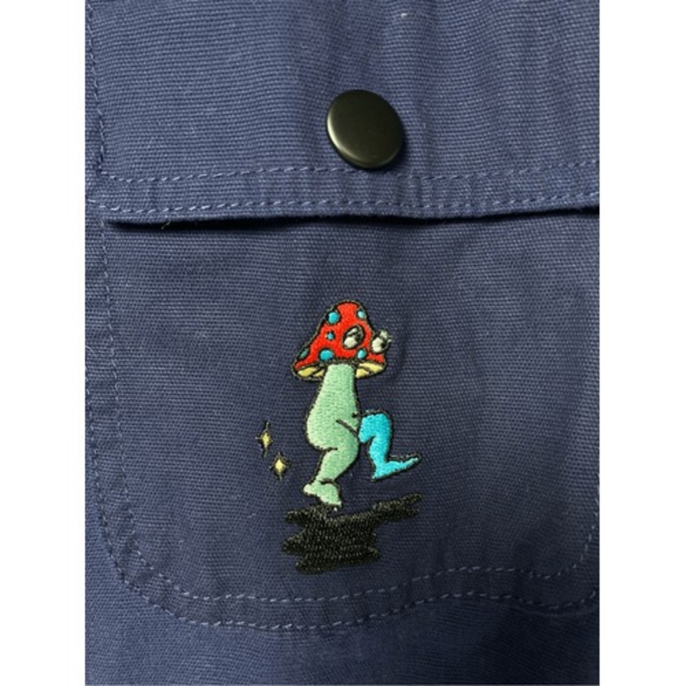 NWT Brooklyn Cloth Shroom Shacket Overshirt Jacket Blue with Mushroom S - Picture 2 of 8